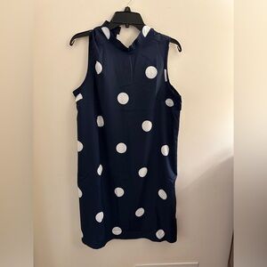 Navy and polka dot dress. Great summer or vacation dress
